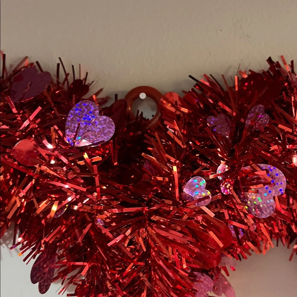 Festive Red Heart-Shaped Holiday Wreath